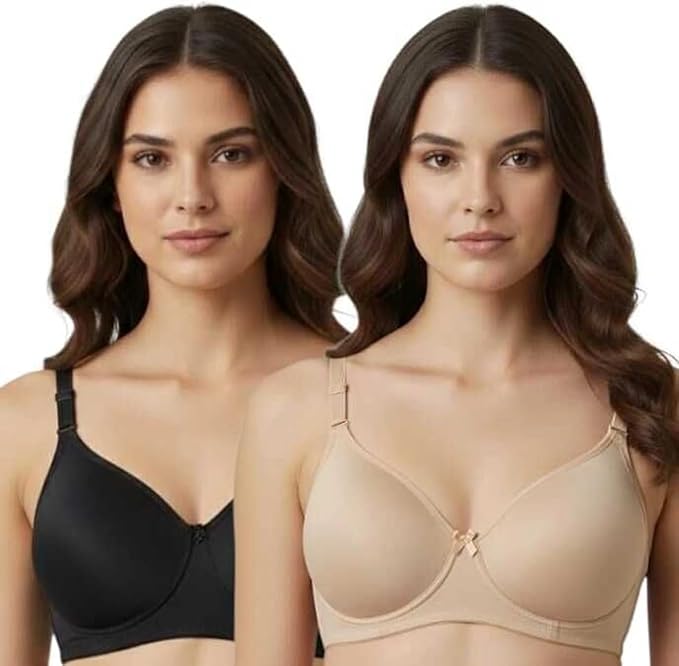 Women’s Nylon Lycra Padded Non-Wired Full Coverage Everyday Bra