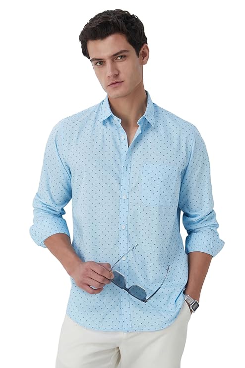 Peter England Men's Printed Slim Fit Party Branded Insignia Full Sleeve Casual Shirt Cotton