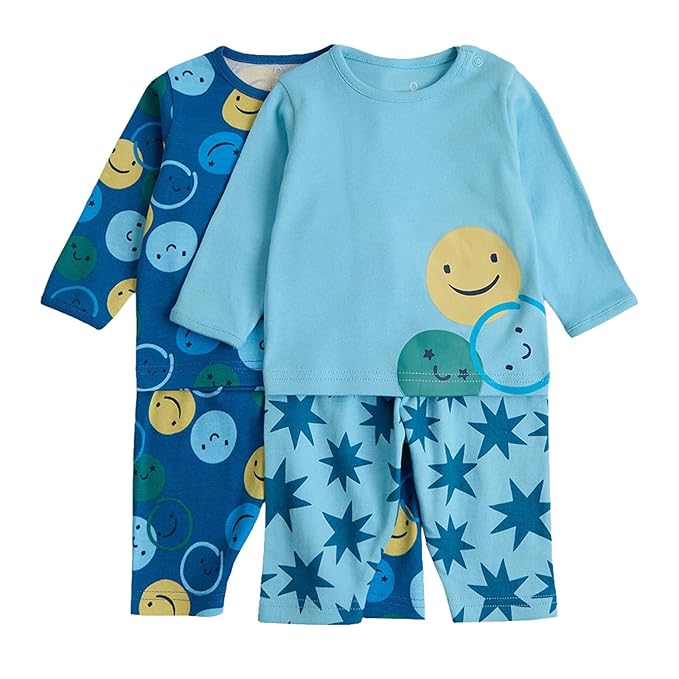 Mothercare Essentials Boys Printed Full Sleeve T-Shirt & Pyjama Set | Soft Cotton 4-Piece Sleepwear & Loungewear Outfit